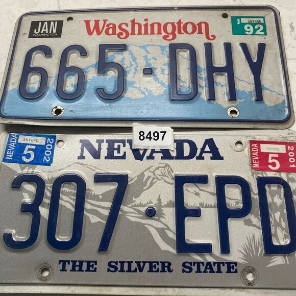 US State American State Nevada & Washington Motor Vehicle License Plate Lot of 2 - Picture 8 of 8